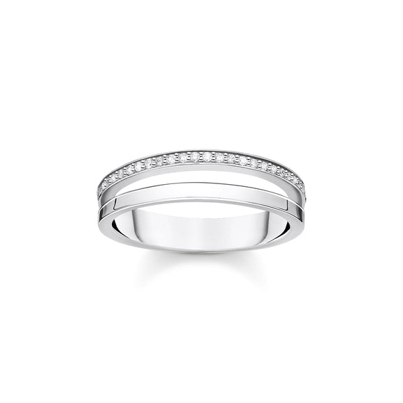 Thomas Sabo Charm Club Sterling Silver White CZ Open Ring, TR2316-051-14-48.