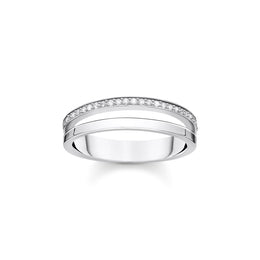 Thomas Sabo Charm Club Sterling Silver White CZ Open Ring, TR2316-051-14-48.