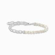 Thomas Sabo Charm Club Sterling Silver White Pearls Chain Charm Bracelet, A2098-082-14-L17.