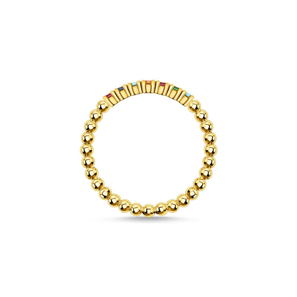 Thomas Sabo Charm Club Sterling Silver Yellow Gold Plated Colourful Stones Ring, TR2323-488-7-48_2.