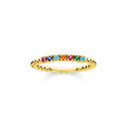 Thomas Sabo Charm Club Sterling Silver Yellow Gold Plated Colourful Stones Ring, TR2323-488-7