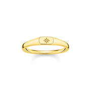 Thomas Sabo Charm Club Sterling Silver Yellow Gold Plated CZ Star Engraved Ring, TR2314-414-14