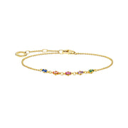 Thomas Sabo Charm Club Yellow Gold Plated Sterling Silver Colourful Stones Bracelet, A2024-488-7.
