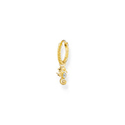 Thomas Sabo Charm Club Yellow Gold Plated Sterling Silver Seahorse Hoop Earring, CR698-414-14.