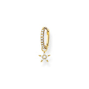 Thomas Sabo Charm Club Yellow Gold Plated Sterling Silver Star Pendant Hoop Earring, CR707-414-14.