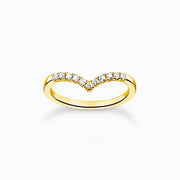 Thomas Sabo Charm Club Yellow Gold Plated Sterling Silver V-Shape Ring, TR2594-414-14