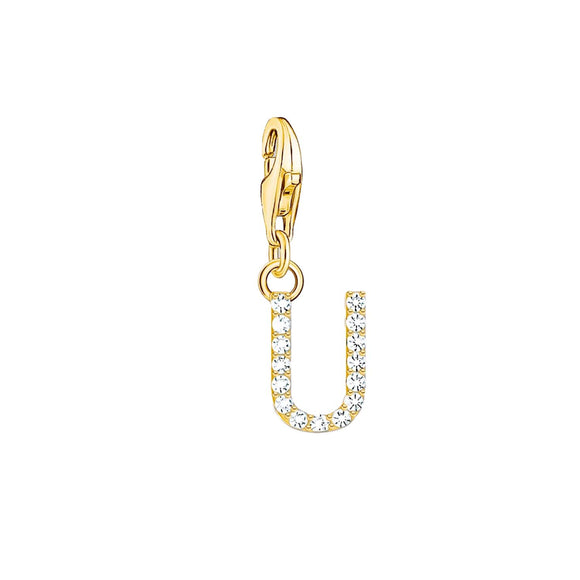 Thomas Sabo Charmista Gold Plated Sterling Silver Letter U Charm Pendant