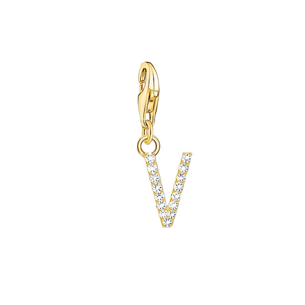 Thomas Sabo Charmista Gold Plated Sterling Silver Letter V Charm Pendant