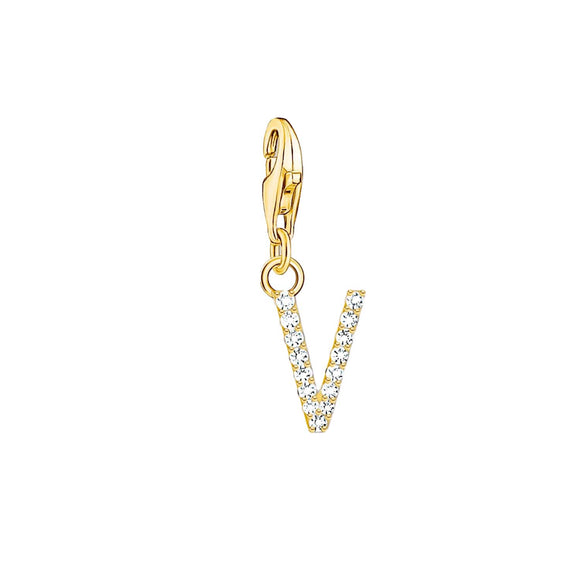 Thomas Sabo Charmista Gold Plated Sterling Silver Letter V Charm Pendant