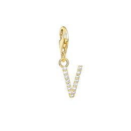 Thomas Sabo Charmista Gold Plated Sterling Silver Letter V Charm Pendant