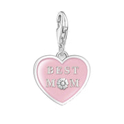 Thomas Sabo Charmista Sterling Silver Pink Best Mom Heart Charm