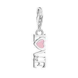 Thomas Sabo Charmista Sterling Silver Pink Love Heart Charm Pendant