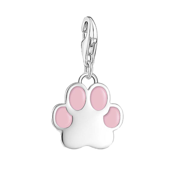 Thomas Sabo Charmista Sterling Silver Pink Paw Charm Pendant