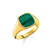 Thomas Sabo Gold Plated Sterling Silver Classic Green Ring, TR2332-140-6.