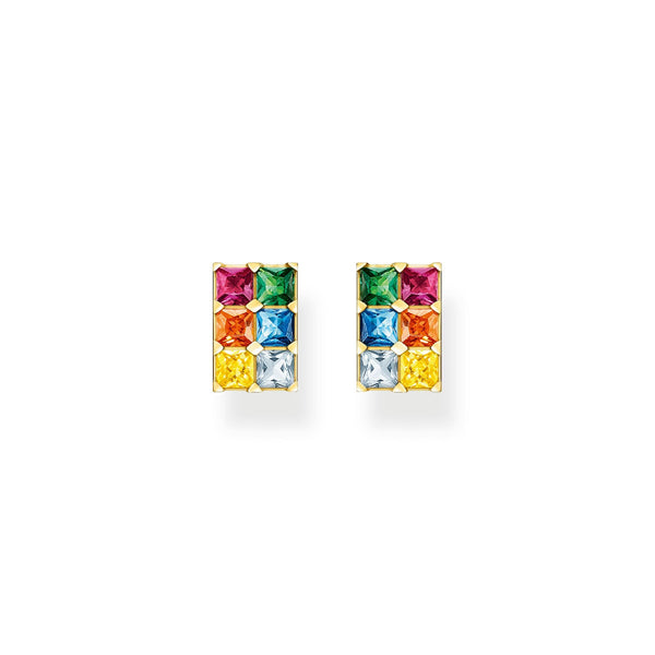 Thomas Sabo Gold Plated Sterling Silver Colourful Stone Stud Earrings, H2251-996-7.