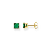 Thomas Sabo Gold Plated Sterling Silver Green Stone Stud Earrings, H2174-472-6.
