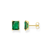 Thomas Sabo Gold Plated Sterling Silver Green Stone Stud Earrings, H2201-472-6.