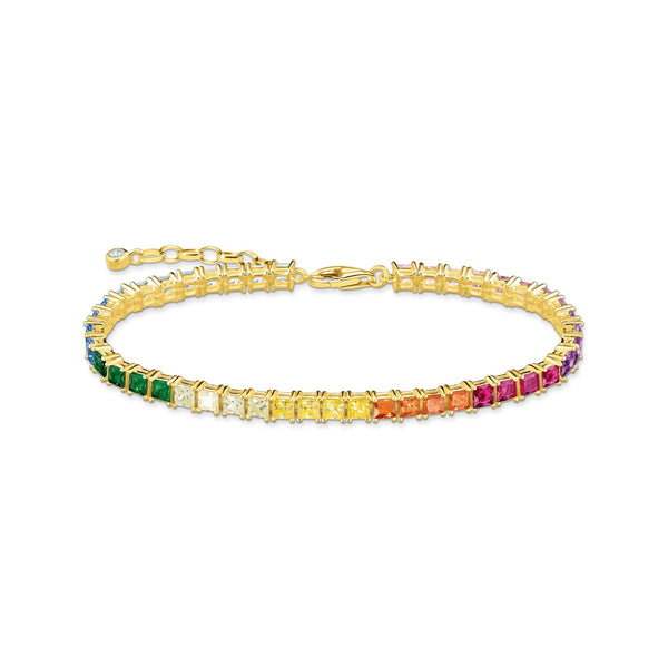 Thomas Sabo Gold Plated Sterling Silver Tennis Colourful Stone Bracelet, A2029-996-7-L19V.