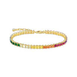 Thomas Sabo Gold Plated Sterling Silver Tennis Colourful Stone Bracelet, A2029-996-7-L19V.