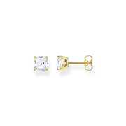 Thomas Sabo Gold Plated Sterling Silver White Stone Stud Earrings, H2174-414-14.