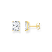 Thomas Sabo Gold Plated Sterling Silver White Stone Stud Earrings, H2201-414-14.