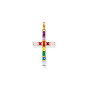 Thomas Sabo Gold Plated Sterling Silver Colourful Stone Cross Pendant, PE939-996-7.