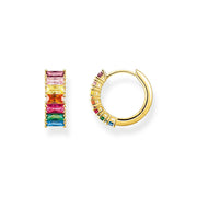 Thomas Sabo Gold Plated Sterling Silver Colourful Stone Hoop Earrings, CR667-488-7.
