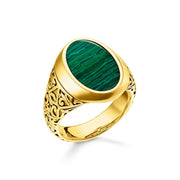 Thomas Sabo Gold Plated Sterling Silver Green Ring