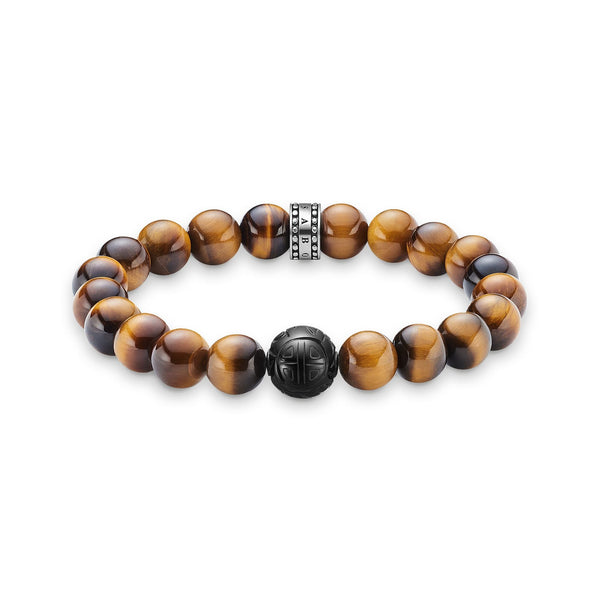 Thomas Sabo Rebel At Heart Black Obsidian Tigers Eye Bracelet, A1408-806-2.