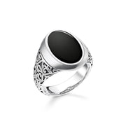 Thomas Sabo Rebel At Heart Sterling Silver Black Onyx Signet Ring, TR2242-698-11