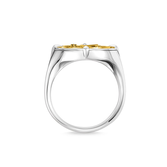 Thomas Sabo Rebel At Heart Sterling Silver Yellow Gold Plated Black CZ Signet Ring, TR2246-849-39-48_3.