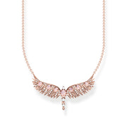 Thomas Sabo Rose Gold Plated Small Sterling Silver Phoenix Wing Pink Stones Necklace, KE2169-323-9-L45V