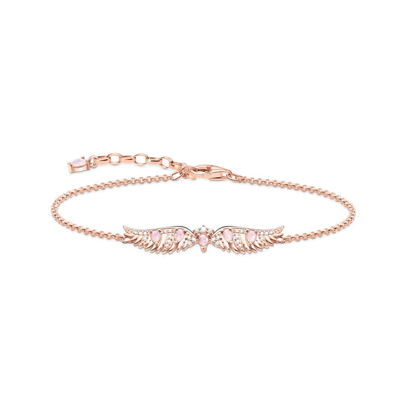 Thomas Sabo Rose Gold Plated Sterling Silver Phoenix Wing Pink Stones Bracelet, A2069-323-9-L19V