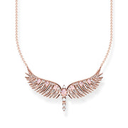 Thomas Sabo Rose Gold Plated Sterling Silver Phoenix Wing Pink Stones Necklace, KE2167-323-9-L45V