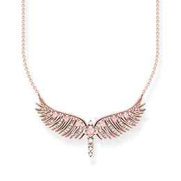 Thomas Sabo Rose Gold Plated Sterling Silver Phoenix Wing Pink Stones Necklace, KE2167-323-9-L45V