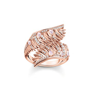 Thomas Sabo Rose Gold Plated Sterling Silver Phoenix Wing Pink Stones Ring, TR2409-323-9