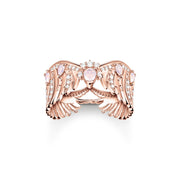 Thomas Sabo Rose Gold Plated Sterling Silver Phoenix Wing Pink Stones Ring, TR2411-323-9