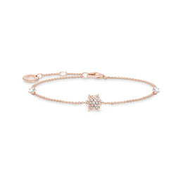 Thomas Sabo Rose Gold Plated Sterling Silver Snowflake White Stones Bracelet, A2082-416-14-L19V.