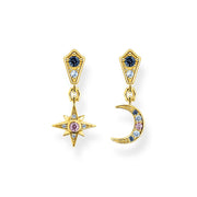 Thomas Sabo Royalty Sterling Silver Gold Plated Star and Moon Earrings H2207-959-7
