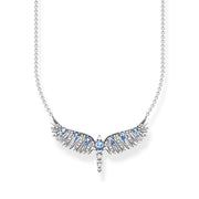 Thomas Sabo Sterling Silver Small Phoenix Wing Blue Stones Necklace, KE2169-644-1-L45V