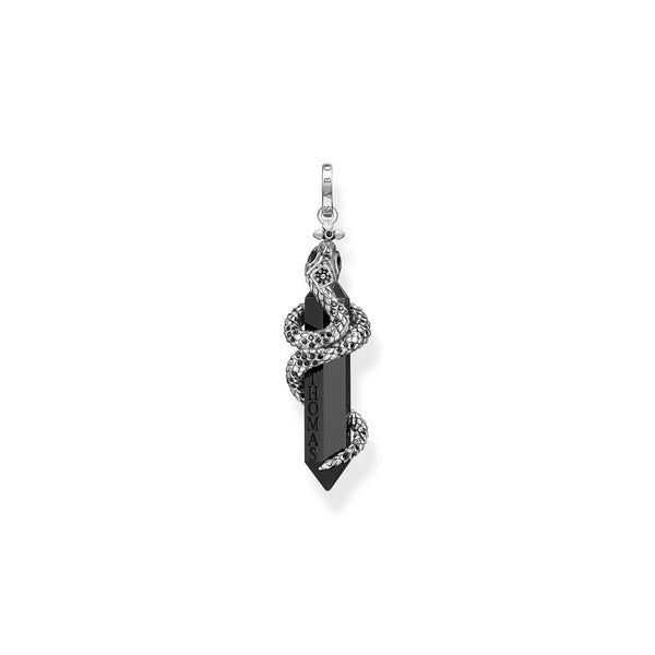 Thomas Sabo Sterling Silver Blackened Onyx with Snake Pendant, PE944-641-11.