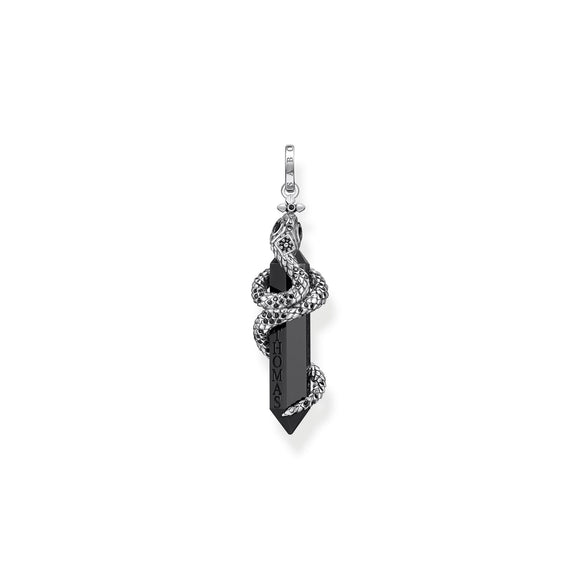 Thomas Sabo Sterling Silver Blackened Onyx with Snake Pendant, PE944-641-11.