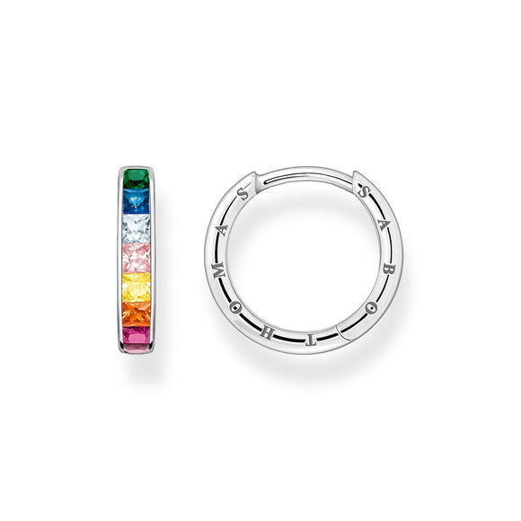 Thomas Sabo Sterling Silver Colourful Stone Hoop Earrings, CR668-477-7.