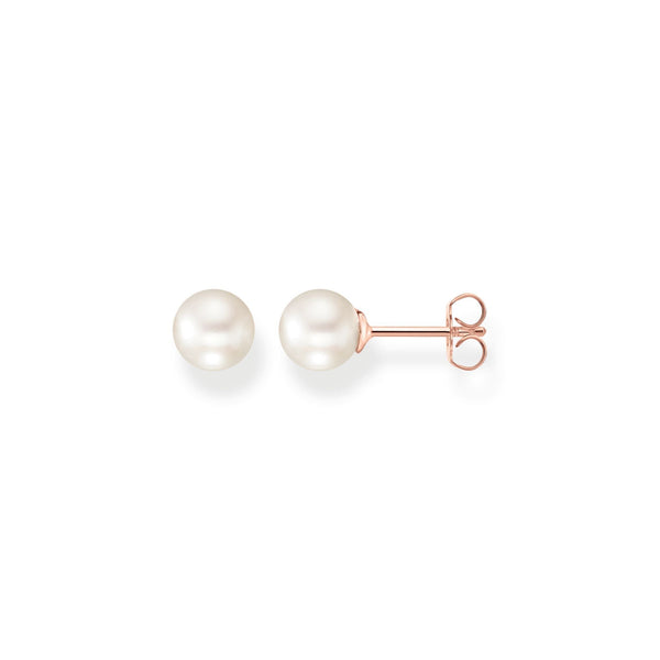 Thomas Sabo Rose Gold Sterling Silver Freshwater Pearl Stud Earrings, H1430-428-14.