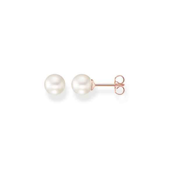 Thomas Sabo Rose Gold Sterling Silver Freshwater Pearl Stud Earrings, H1430-428-14.
