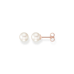Thomas Sabo Rose Gold Sterling Silver Freshwater Pearl Stud Earrings, H1430-428-14.