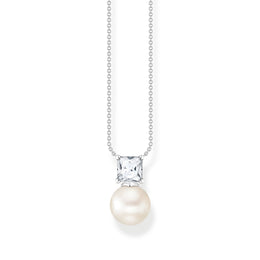 Thomas Sabo Sterling Silver Freshwater Pearl White Stone Necklace, KE2163-167-14-L45V.