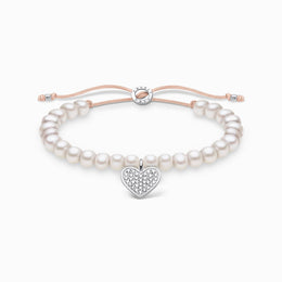 Thomas Sabo Sterling Silver Pearl Pave Heart Bracelet, A1986-199-14-L20V