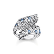 Thomas Sabo Sterling Silver Phoenix Wing Blue Stones Ring, TR2409-644-1