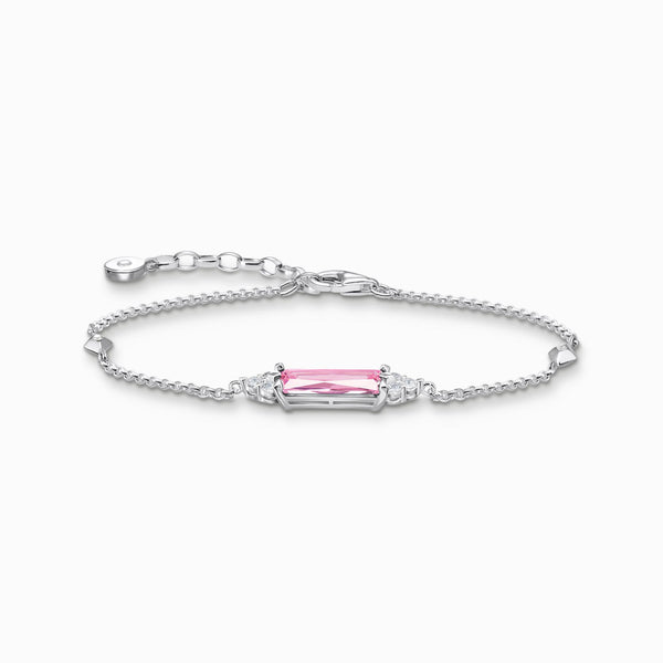 Thomas Sabo Sterling Silver Pink White Stones Bracelet, A2018-051-9-L19V.